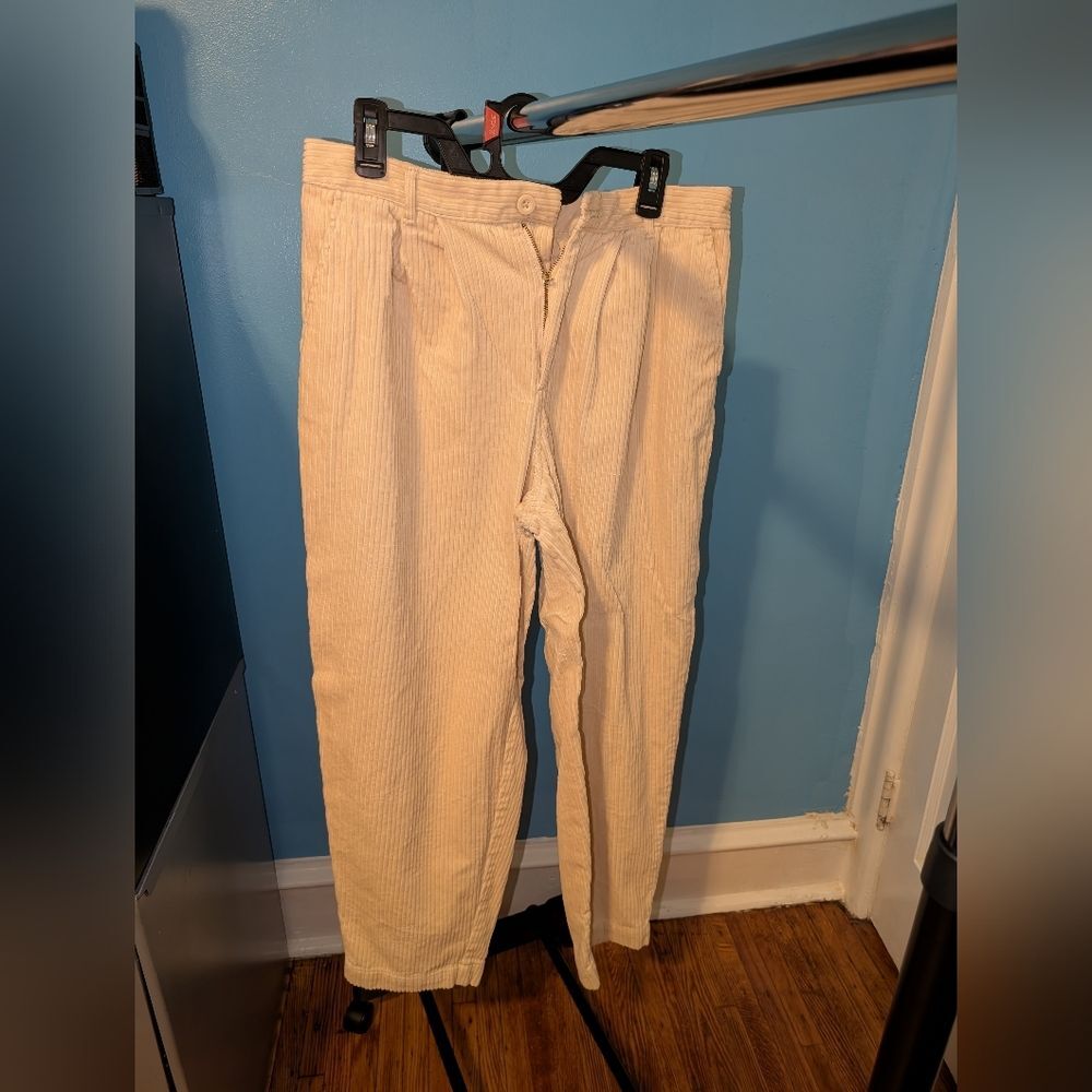 Rowing Blazers Women’s Cream Corduroy Trousers Size 10 Ivory High Rise Pants